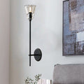 Zwart/Brass Afwerking Potlood Arm Wandlamp Vintage Metallic 1/2 Gloeilampen Wandlamp met Heldere Tapse Glazen Kap
