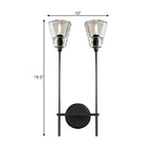 Zwart/Brass Afwerking Potlood Arm Wandlamp Vintage Metallic 1/2 Gloeilampen Wandlamp met Heldere Tapse Glazen Kap