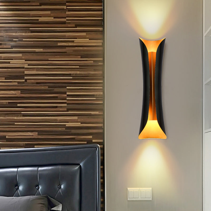 Moderne Curl Wandlamp 13"/21"/30" Hoogte 2 Lichten Metalen Binnen Wandverlichting in Zwart