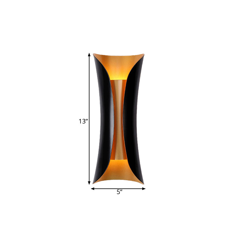 Moderne Curl Wandlamp 13"/21"/30" Hoogte 2 Lichten Metalen Binnen Wandverlichting in Zwart