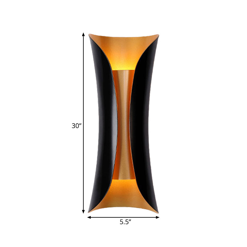 Moderne Curl Wandlamp 13"/21"/30" Hoogte 2 Lichten Metalen Binnen Wandverlichting in Zwart