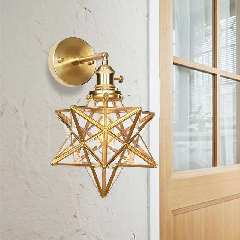 Geometrisch/Aarde/Pentagram Wandlamp Moderne Prismatic Glas 1 Lamp Messing Wandmontage Verlichtingsarmatuur