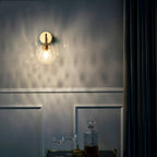 Geribbeld Glazen Bol Wandlamp Minimalistisch 1 Licht Gouden Wandlampverlichting met Arm