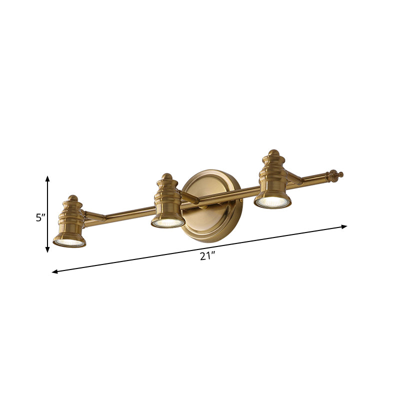 Lineaire Badkamerspiegel Verlichting Traditioneel Metaal 2/3/4-Lamp Messing Wandlamp Verlichting | Troscana