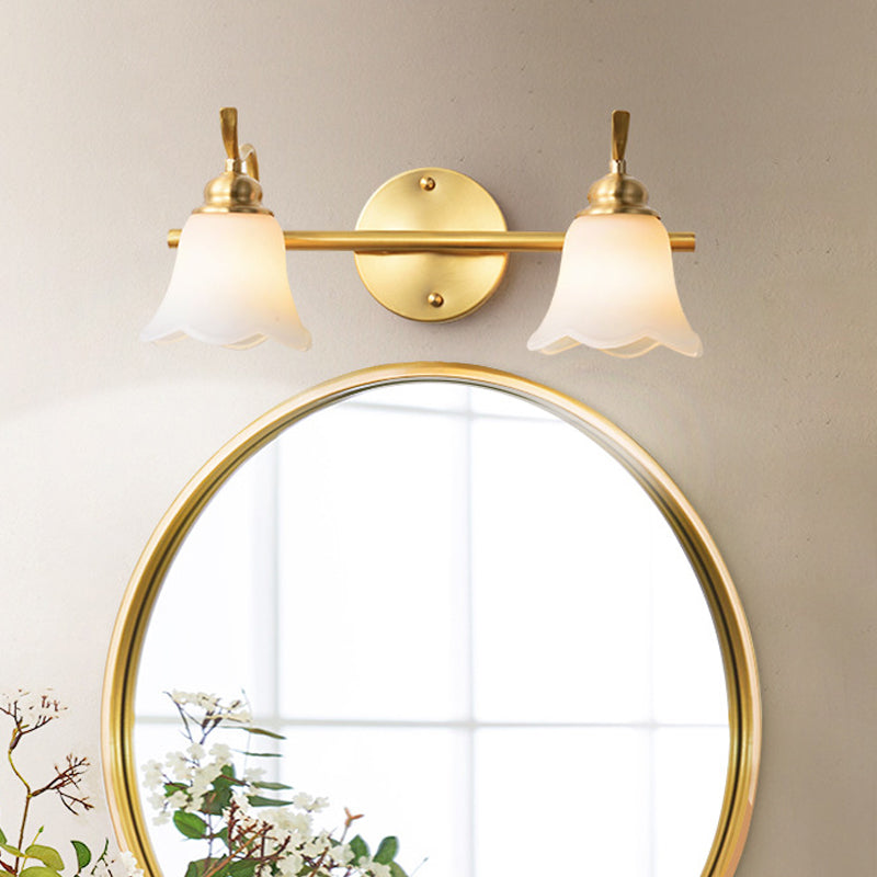 Bloem Badkamer Wand Vanity Light Traditionalist Metaal 2/3 Gloeilampen LED Messing Wandlamp Verlichting