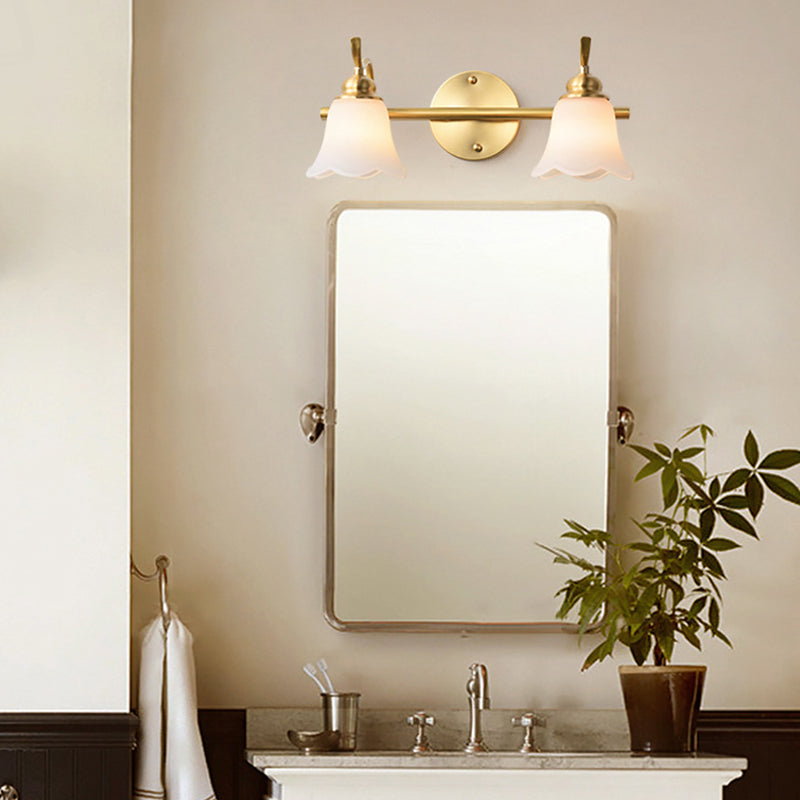 Bloem Badkamer Wand Vanity Light Traditionalist Metaal 2/3 Gloeilampen LED Messing Wandlamp Verlichting