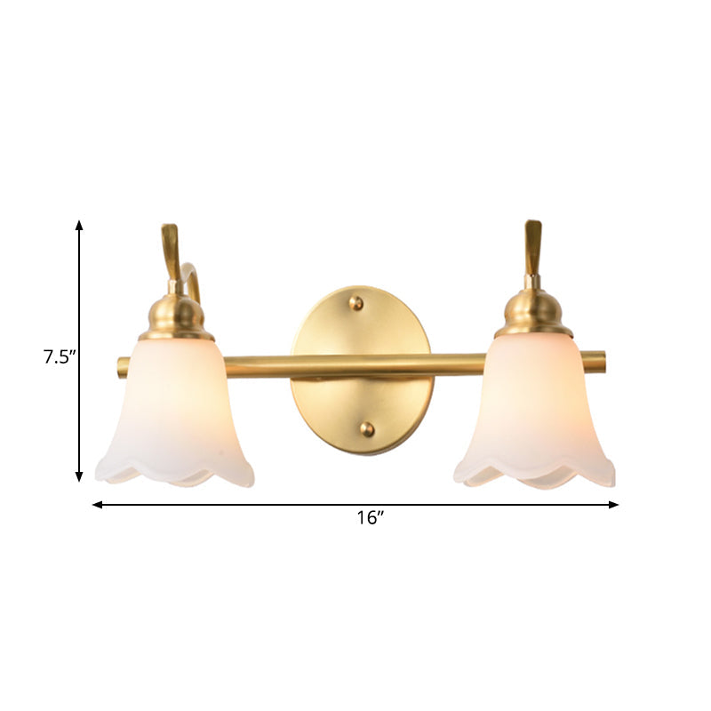 Bloem Badkamer Wand Vanity Light Traditionalist Metaal 2/3 Gloeilampen LED Messing Wandlamp Verlichting