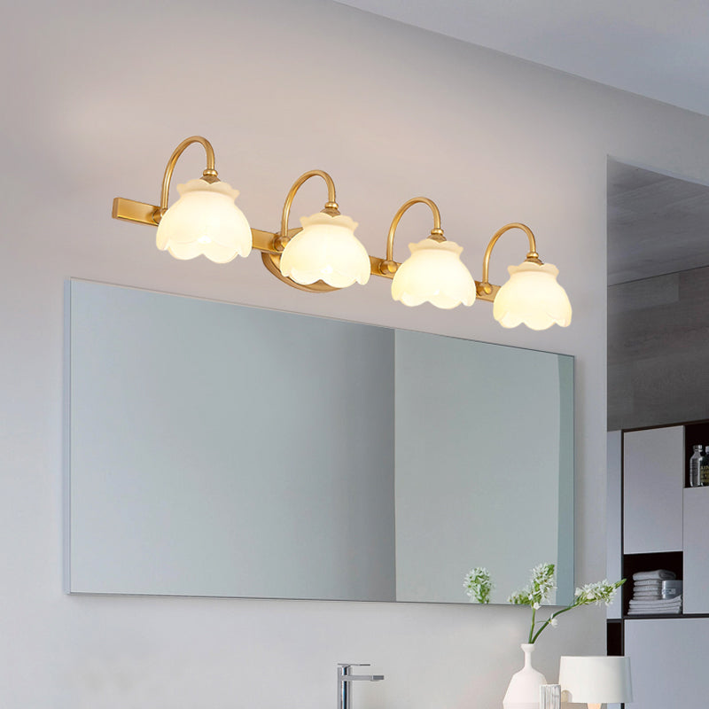 Blossom Badkamerspiegelverlichting Traditioneel Metaal LED 2/3/4 Koppen Messing Muur Lamp | Troscana