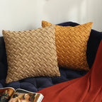 Effen Geel, Bruin en Donkerrood Faux Suede Kussenhoes