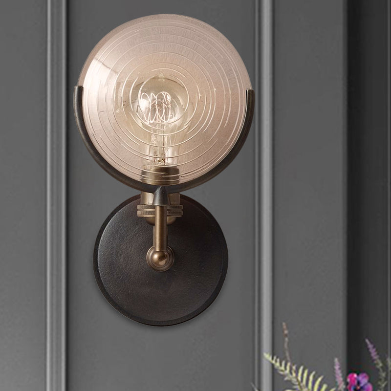 Bewapende Wandlamp Traditioneel Metaal 29,2 cm / 61 cm Breed 1 Kop Zwart Wandlamp Fixture met Ronde Frosted Glas Deco