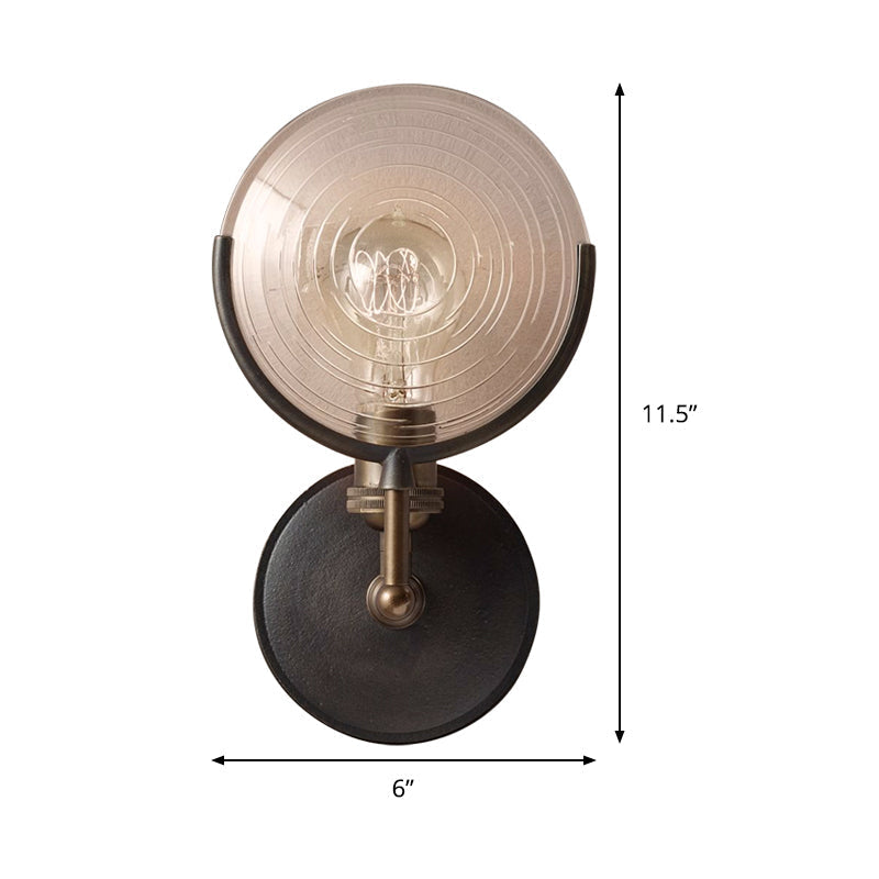 Bewapende Wandlamp Traditioneel Metaal 29,2 cm / 61 cm Breed 1 Kop Zwart Wandlamp Fixture met Ronde Frosted Glas Deco