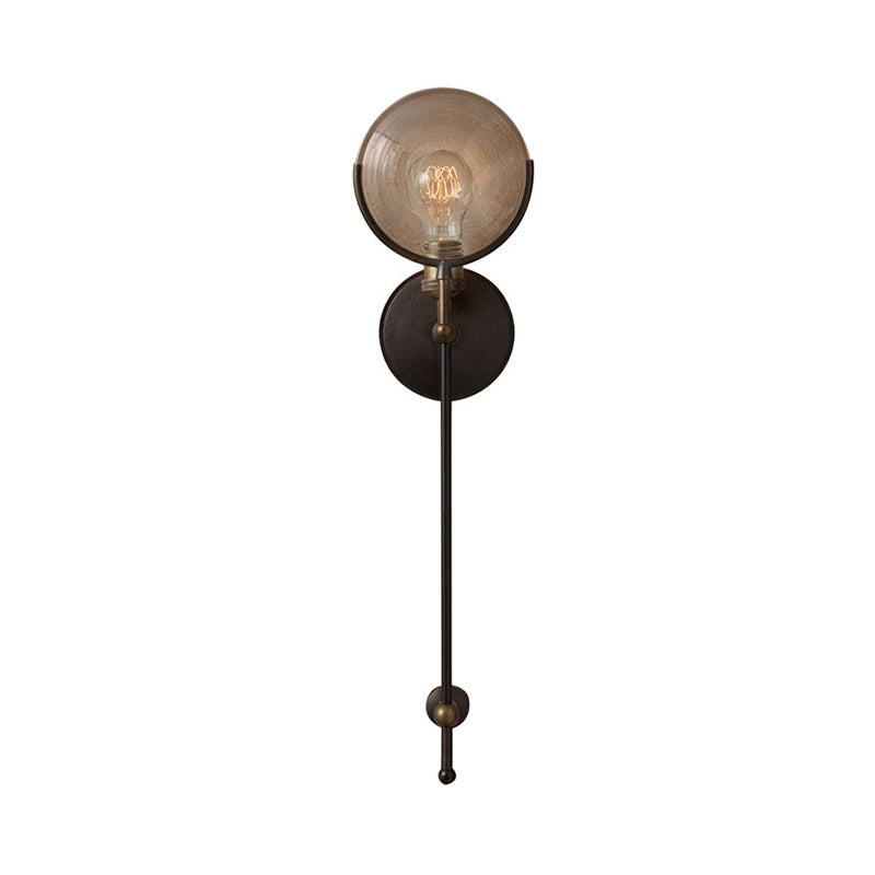 Bewapende Wandlamp Traditioneel Metaal 29,2 cm / 61 cm Breed 1 Kop Zwart Wandlamp Fixture met Ronde Frosted Glas Deco