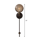 Bewapende Wandlamp Traditioneel Metaal 29,2 cm / 61 cm Breed 1 Kop Zwart Wandlamp Fixture met Ronde Frosted Glas Deco