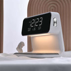 Creatieve 3-in-1 Bedlamp Draadloze Oplading LCD Scherm Alarmklok Draadloze Telefoon Oplader