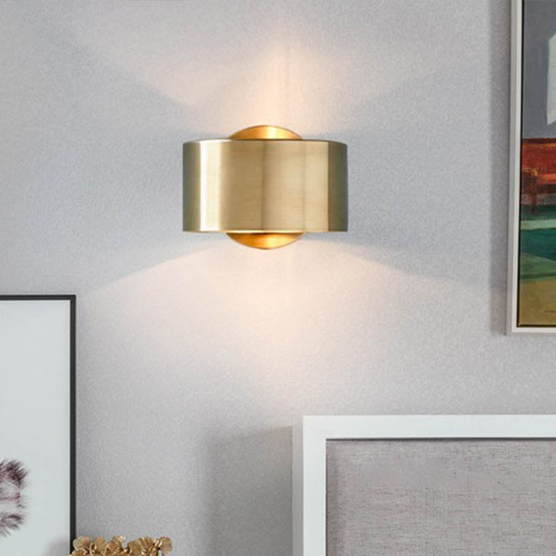 Drum Wand Gemonteerde Verlichting Minimalistisch Metaal 1 Hoofd Woonkamer Wandverlichting Armatuur in Goud