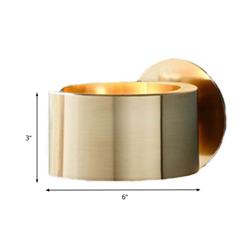 Drum Wand Gemonteerde Verlichting Minimalistisch Metaal 1 Hoofd Woonkamer Wandverlichting Armatuur in Goud