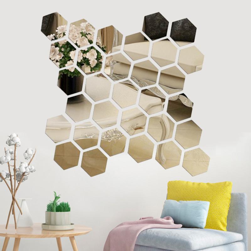 Troscana | Hexagonale Spiegel Muur Sticker