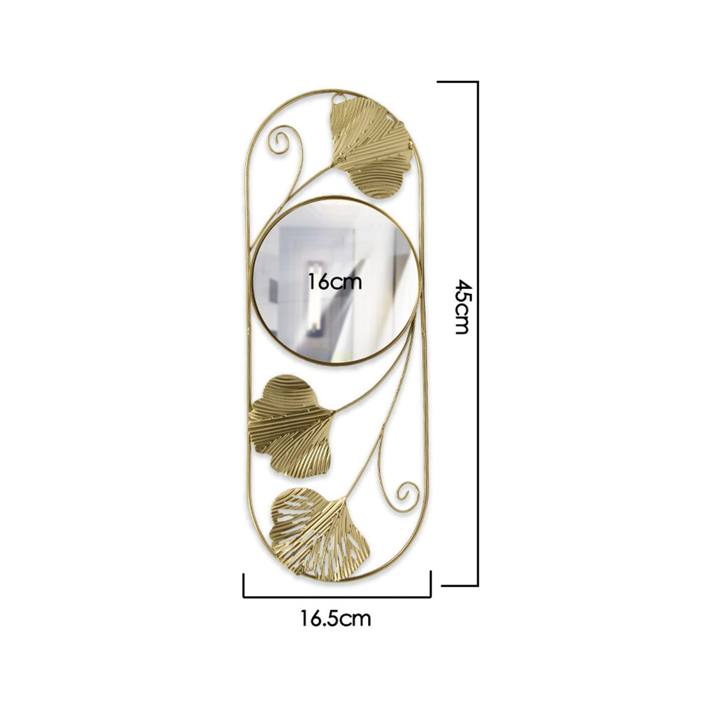 Troscana | Elegante Metalen Ginkgo Blad Wand Spiegel