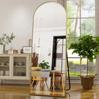 Troscana | Elegante Boogvormige Volledige Lengte Gouden Spiegel met Hoogdefinitie Aluminium Frame