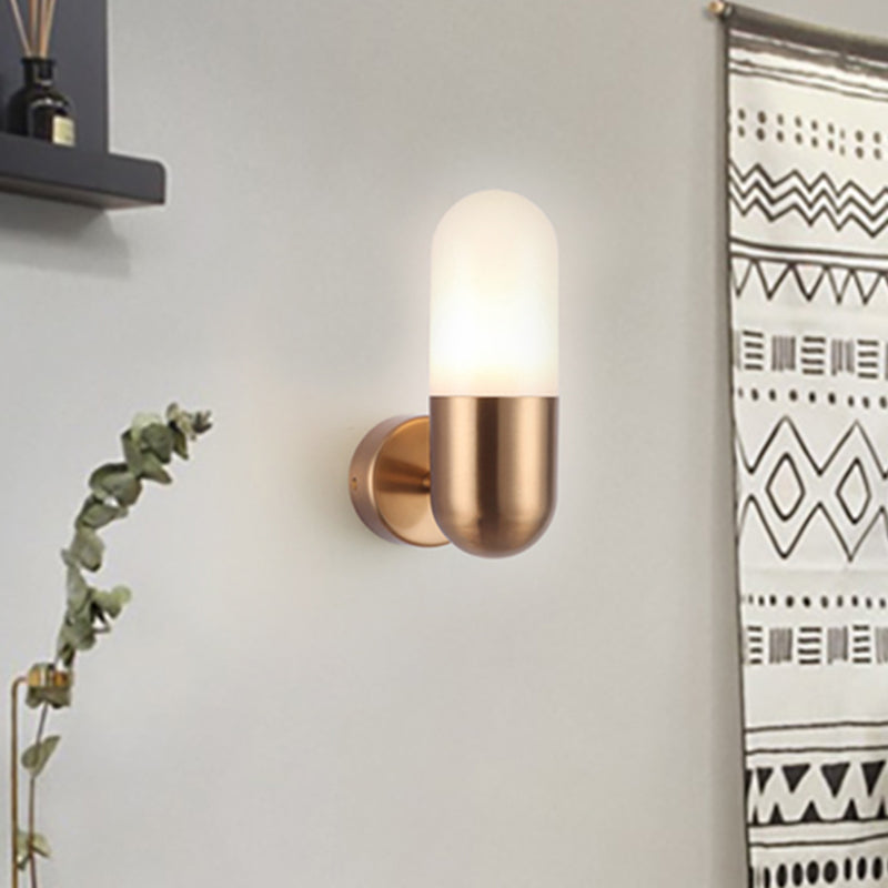 Capsule Metalen Wandlamp Postmodern 1 Licht Zwart/Grijs/Wit Wandgemonteerde Lamp voor Slaapkamer