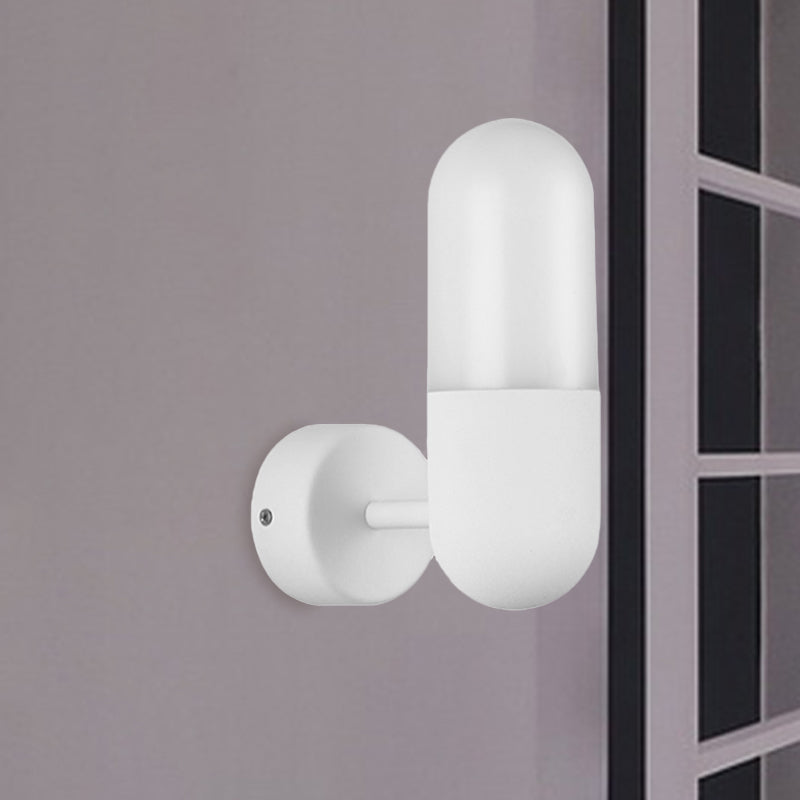Capsule Metalen Wandlamp Postmodern 1 Licht Zwart/Grijs/Wit Wandgemonteerde Lamp voor Slaapkamer