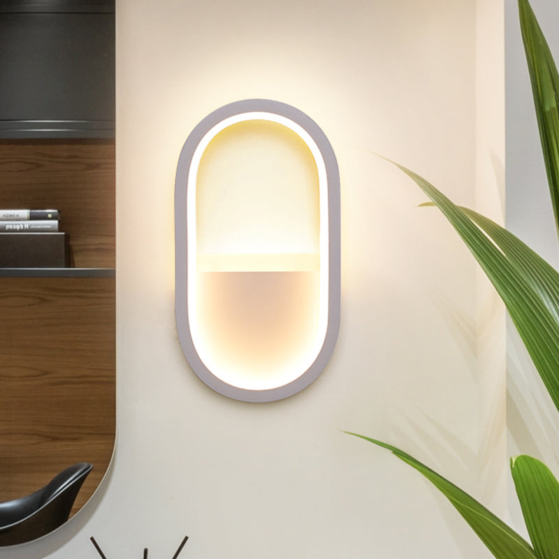 Ovale Wandlamp Fixture Hedendaagse Acryl Zwart/Wit LED Wandlamp in Warm/Wit Licht