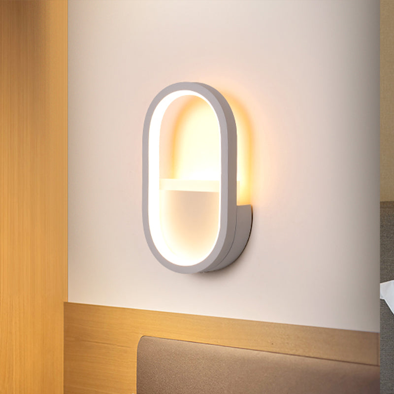 Ovale Wandlamp Fixture Hedendaagse Acryl Zwart/Wit LED Wandlamp in Warm/Wit Licht