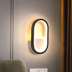 Ovale Wandlamp Fixture Hedendaagse Acryl Zwart/Wit LED Wandlamp in Warm/Wit Licht