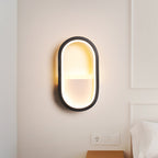 Ovale Wandlamp Fixture Hedendaagse Acryl Zwart/Wit LED Wandlamp in Warm/Wit Licht