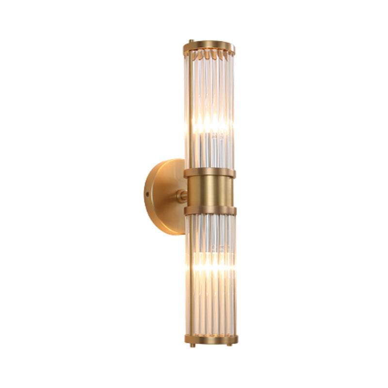 1/2-Licht Corridor Wandlamp Modernistische Stijlvolle Gouden Wandlamp met Cilindrische Heldere Kristallen Shade