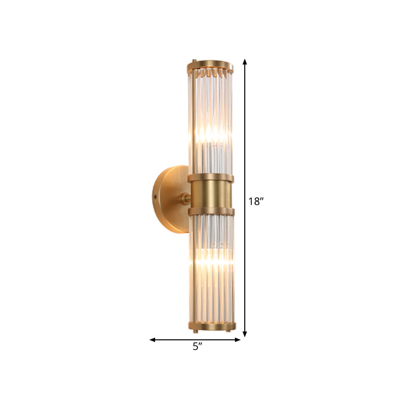 1/2-Licht Corridor Wandlamp Modernistische Stijlvolle Gouden Wandlamp met Cilindrische Heldere Kristallen Shade