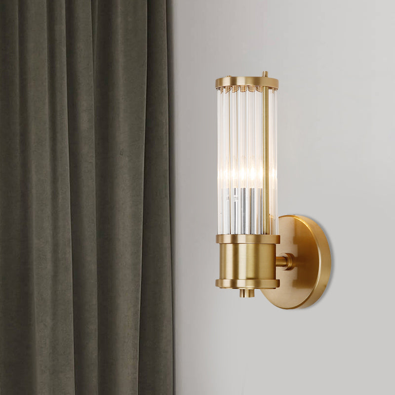 1/2-Licht Corridor Wandlamp Modernistische Stijlvolle Gouden Wandlamp met Cilindrische Heldere Kristallen Shade