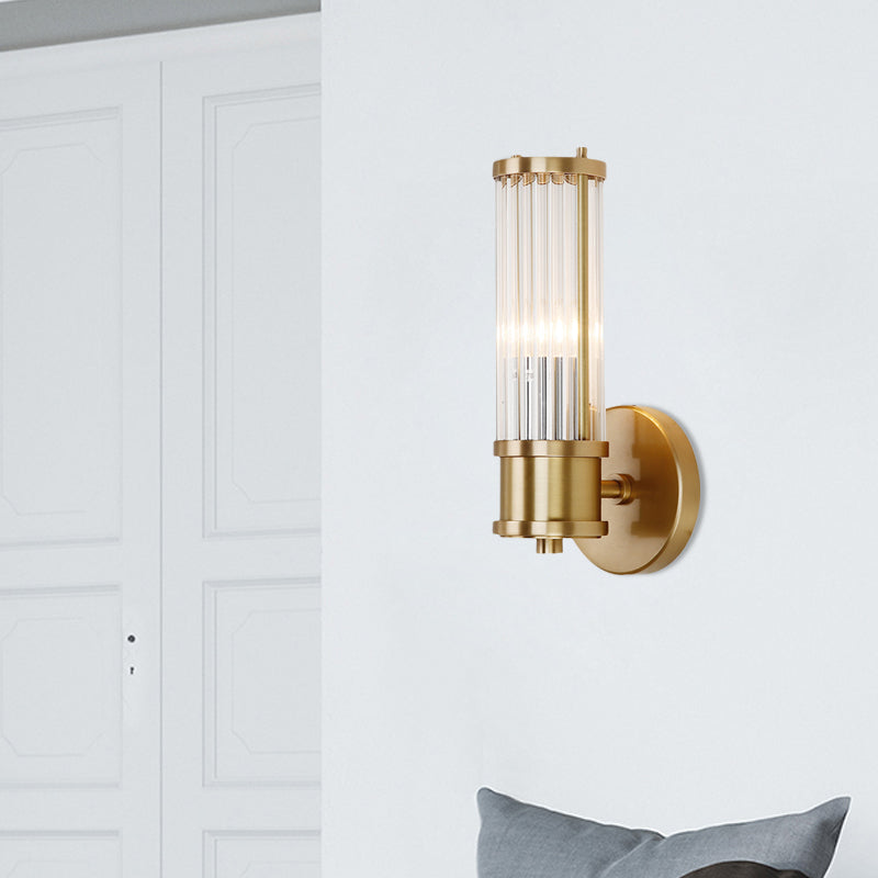 1/2-Licht Corridor Wandlamp Modernistische Stijlvolle Gouden Wandlamp met Cilindrische Heldere Kristallen Shade