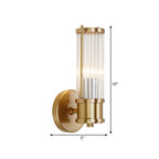 1/2-Licht Corridor Wandlamp Modernistische Stijlvolle Gouden Wandlamp met Cilindrische Heldere Kristallen Shade