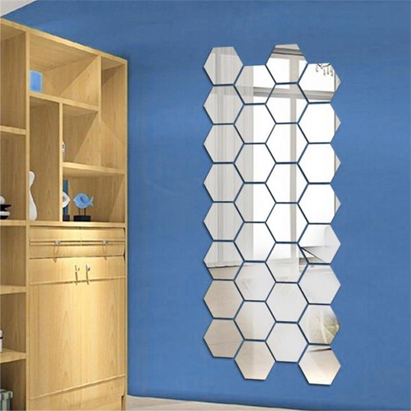 Troscana | Hexagonale Spiegel Muur Sticker