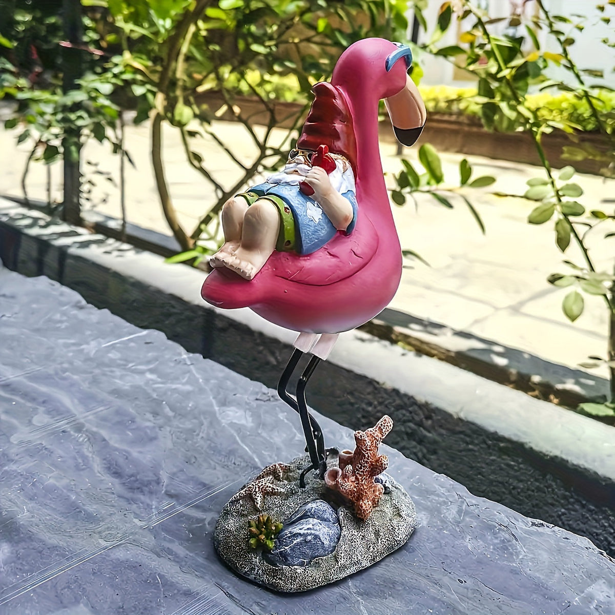 Flamingo ontspannende tuin gnoom beeld