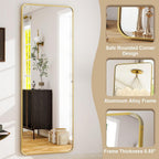 Troscana | Elegante Gouden Aluminium Frame Volledige Lengte Spiegel met Standaard