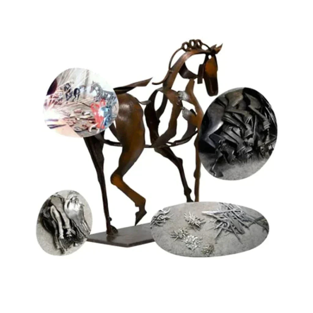 Paardensculptuur - AdonisMetaal - Rustieke Elegantie - Tijdloos Decoratief Stuk