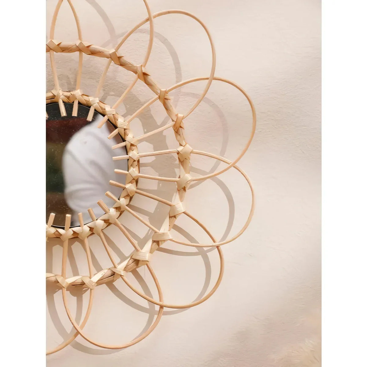 Handgemaakte Rattan Decoratieve Wandspiegel