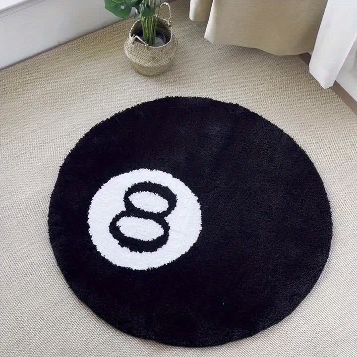 8 Ball Biljart Ronde Vloermat – Antislip Tapijt voor Woonkamer, Badkamer & Decoratie | Verkrijgbaar in Maten