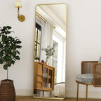 Elegante Gouden Aluminium Frame Volledige Lengte Spiegel met Stand