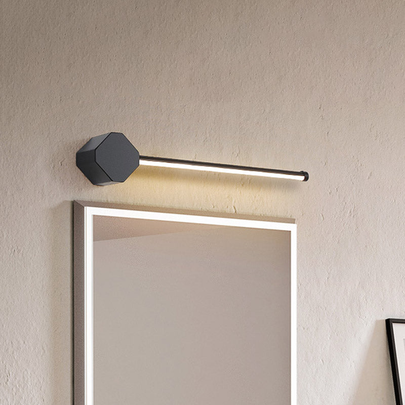 LED Badkamer Wandlamp Eenvoudige Zwarte/Witte Afwerking Make-up Muurlicht met Slanke Lijnvormige Acrylaat Schaduw, 16"/23.5" Lang