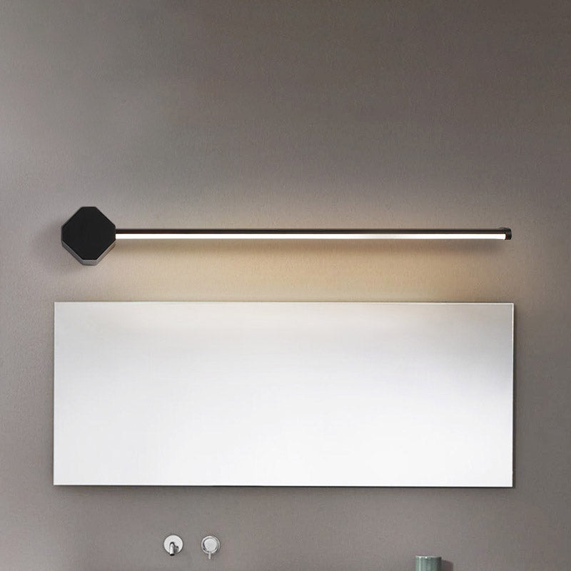 LED Badkamer Wandlamp Eenvoudige Zwarte/Witte Afwerking Make-up Muurlicht met Slanke Lijnvormige Acrylaat Schaduw, 16"/23.5" Lang