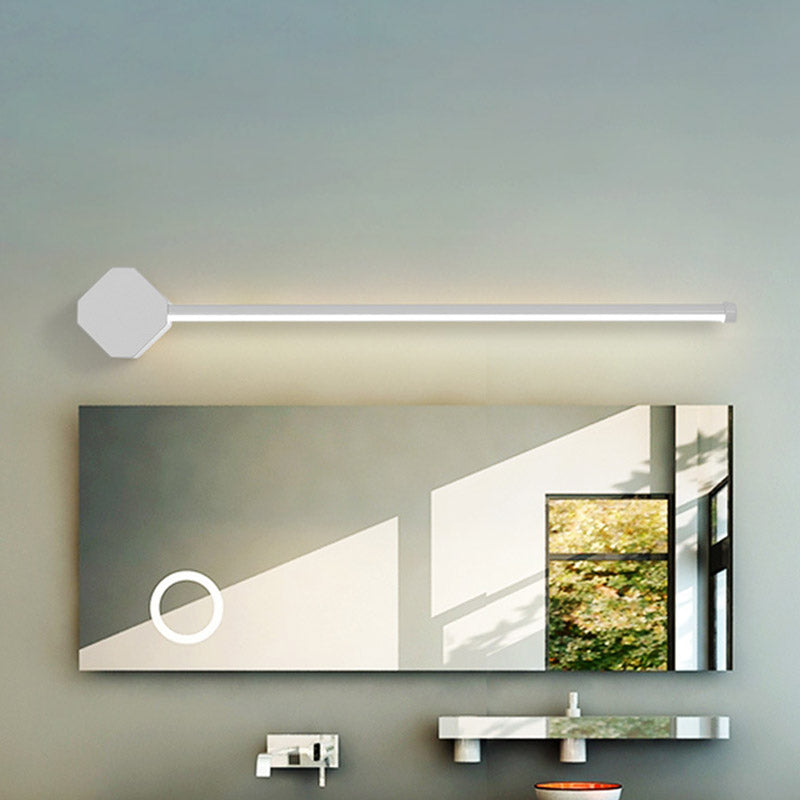 LED Badkamer Wandlamp Eenvoudige Zwarte/Witte Afwerking Make-up Muurlicht met Slanke Lijnvormige Acrylaat Schaduw, 16"/23.5" Lang