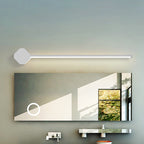 LED Badkamer Wandlamp Eenvoudige Zwarte/Witte Afwerking Make-up Muurlicht met Slanke Lijnvormige Acrylaat Schaduw, 16"/23.5" Lang
