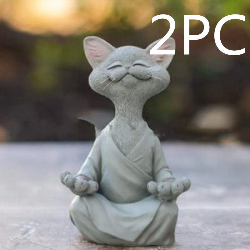 Speelse Zwarte Boeddha Kat Figuur Meditatie Yoga Verzamelen Blije Kat Decor Thuis Tuin Decoratie Tuin Ornament