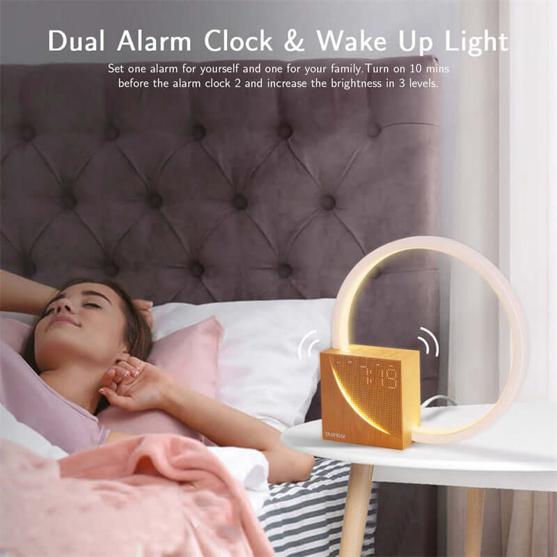 Bedlamp Touch Tafellamp Met Natuurlijke Geluiden, Bureau Lamp Met Alarmklok, Touch Control 3 Niveaus Helderheid Huisdecor