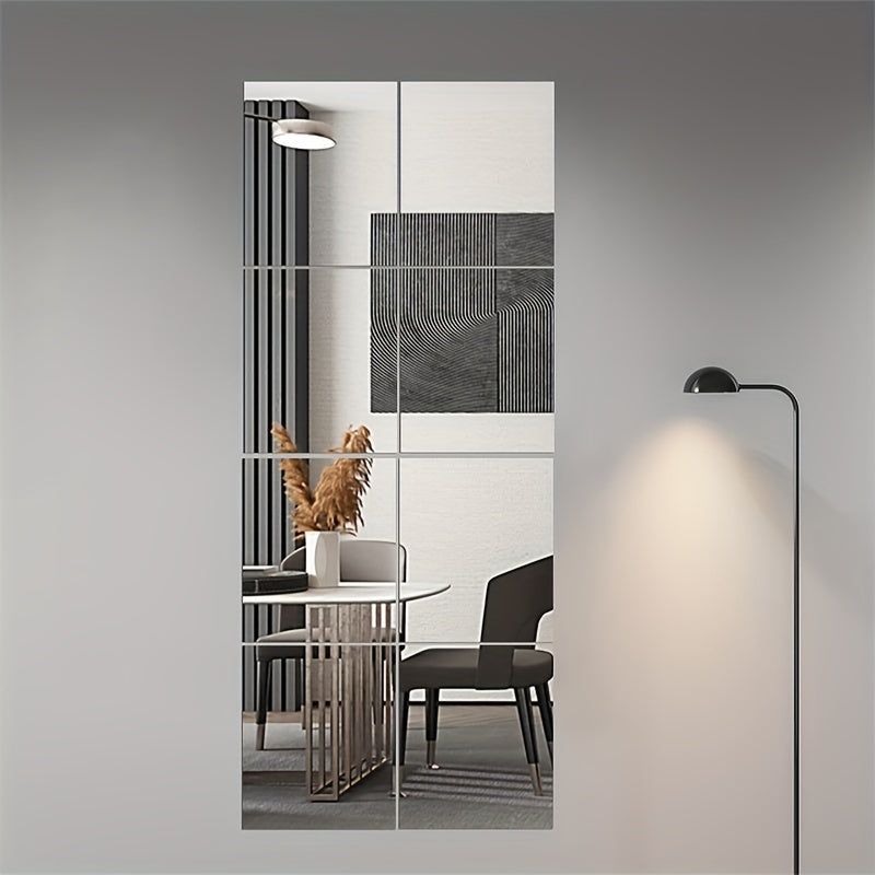 EleganceTiles - 8 Stijlvolle Zelfklevende Spiegeltegels voor HuDecoratie