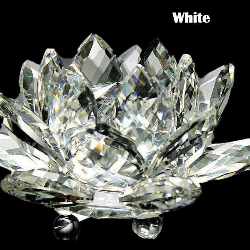80Mm Kwarts Kristallen Lotus Bloem Ambachten Glas Fengshui Ornamenten Genezing Kristallen Thuis Feest Wicca Decor Yoga Cadeaus Souvenir