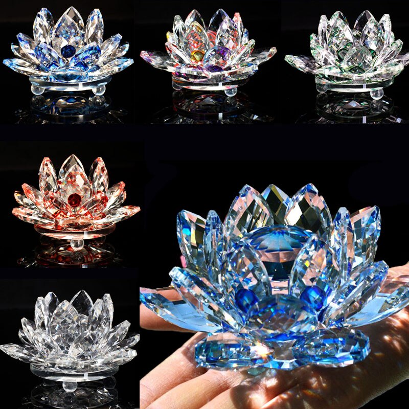 80Mm Kwarts Kristallen Lotus Bloem Ambachten Glas Fengshui Ornamenten Genezing Kristallen Thuis Feest Wicca Decor Yoga Cadeaus Souvenir